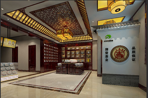 洛阳古朴典雅的中式茶叶店大堂设计效果图
