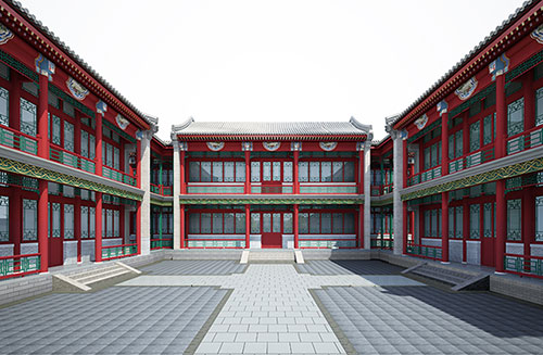 洛阳北京四合院设计古建筑鸟瞰图展示