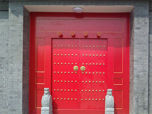 洛阳中国传统四合院系列朱红色中式木制大门木作